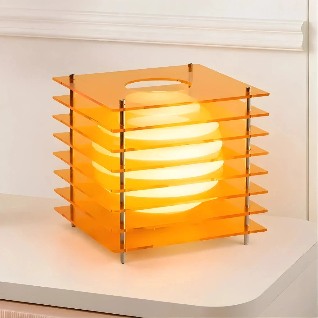 Geometric Acrylic Table Lamp with Globe Light and Remote