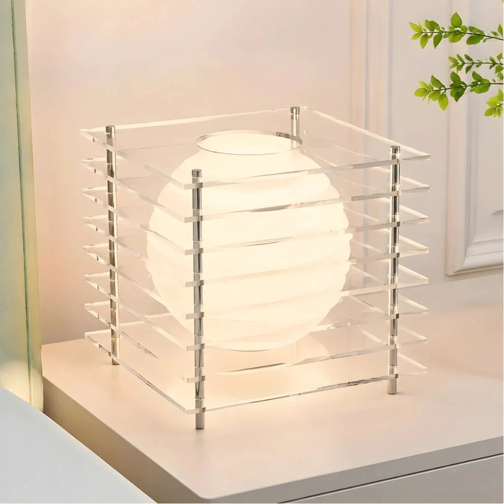 Geometric Acrylic Table Lamp with Globe Light and Remote
