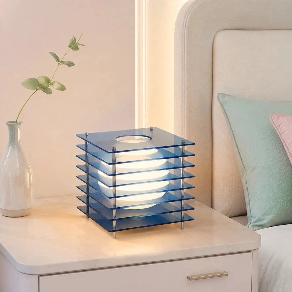 Geometric Acrylic Table Lamp with Globe Light and Remote