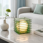 Geometric Acrylic Table Lamp with Globe Light and Remote