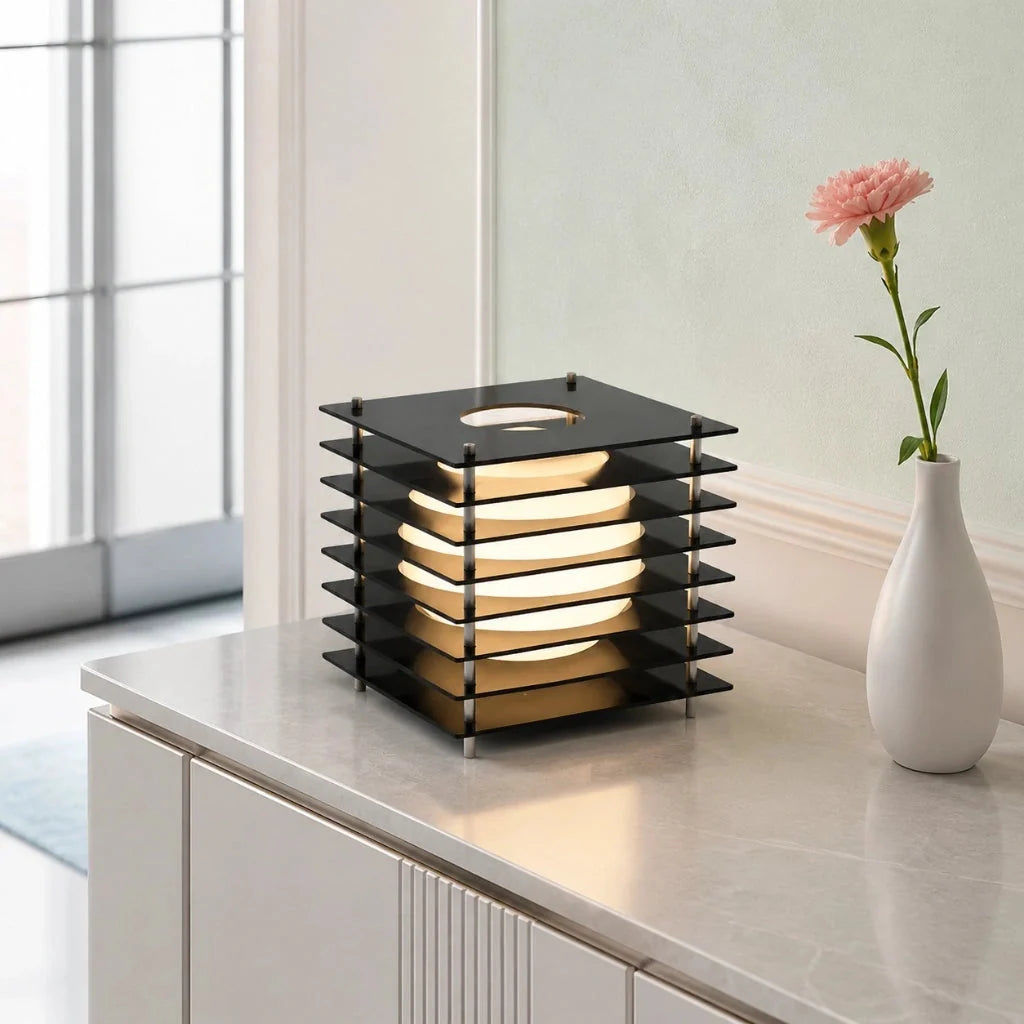 Geometric Acrylic Table Lamp with Globe Light and Remote