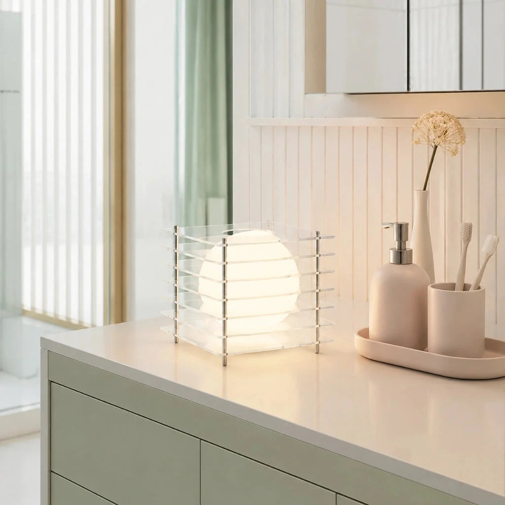 Geometric Acrylic Table Lamp with Globe Light and Remote