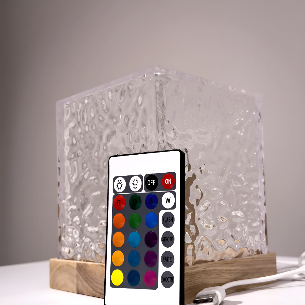 Water Ripple Projector Table Lamp with Remote, 16 Colours