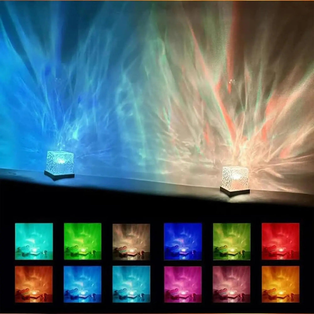 Water Ripple Projector Table Lamp with Remote, 16 Colours