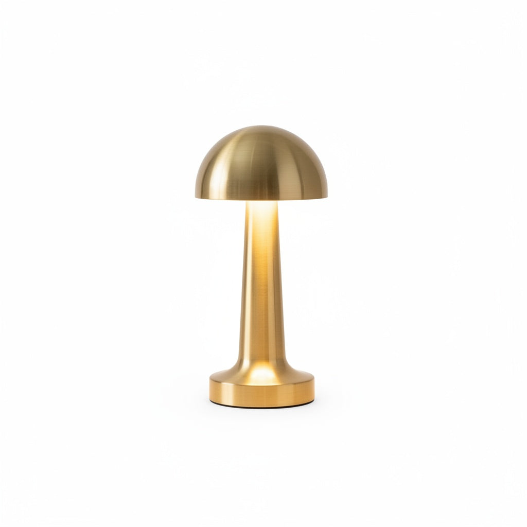 Cordless Mushroom Table Lamp with Touch Dimmer and USB