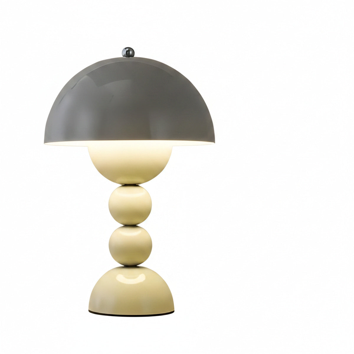 Retro Dome Shade Table Lamp with Stacked Ball Base, Dimmable