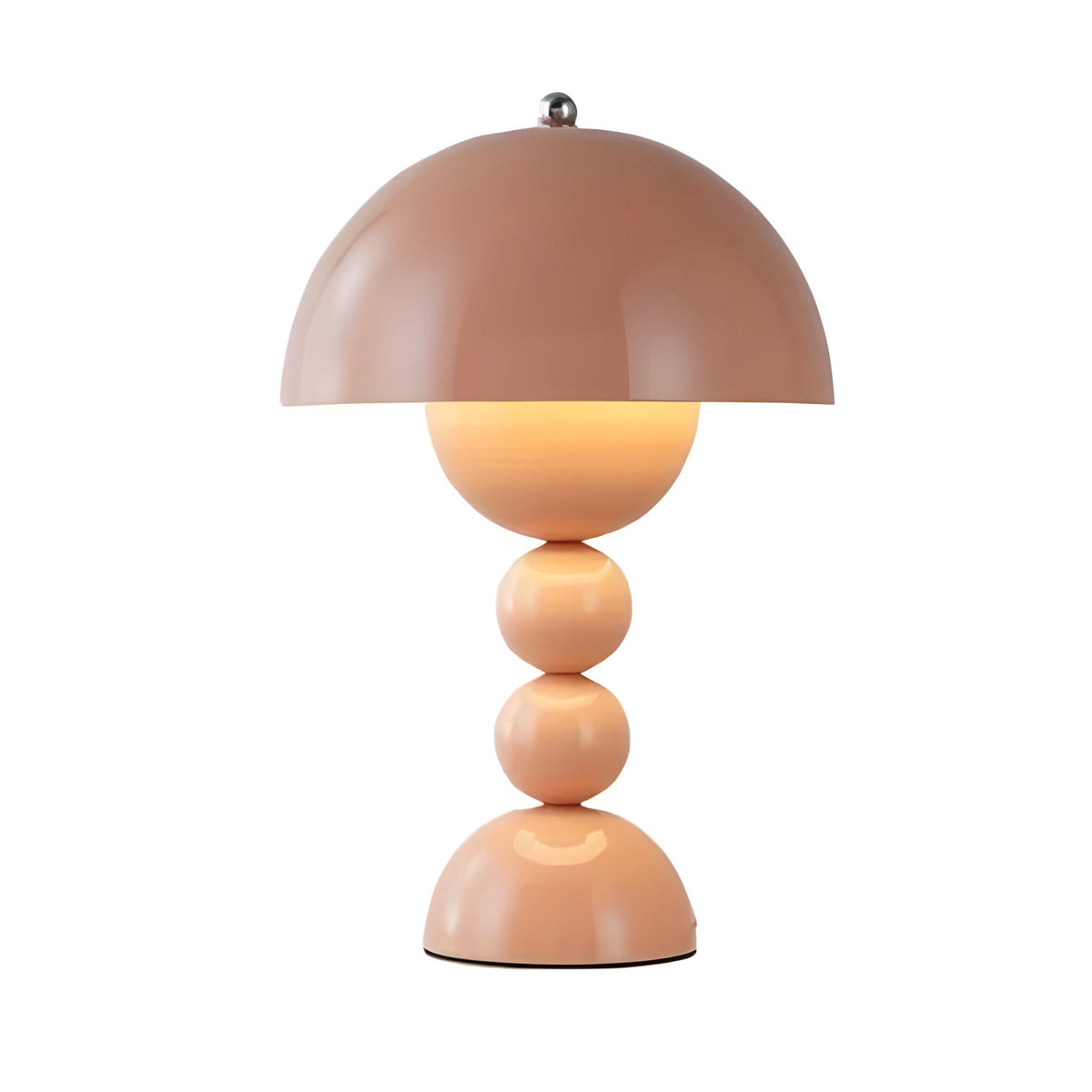 Retro Dome Shade Table Lamp with Stacked Ball Base, Dimmable