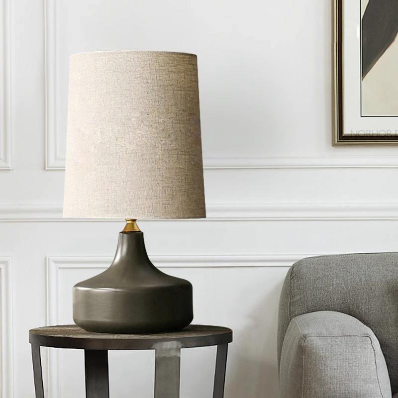 Nordic Ceramic Table Lamp with Tapered Shade, Two Sizes