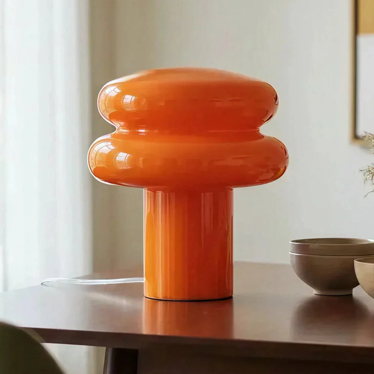 Opal Glass Mushroom Table Lamp, Bauhaus Style, 10 Colours