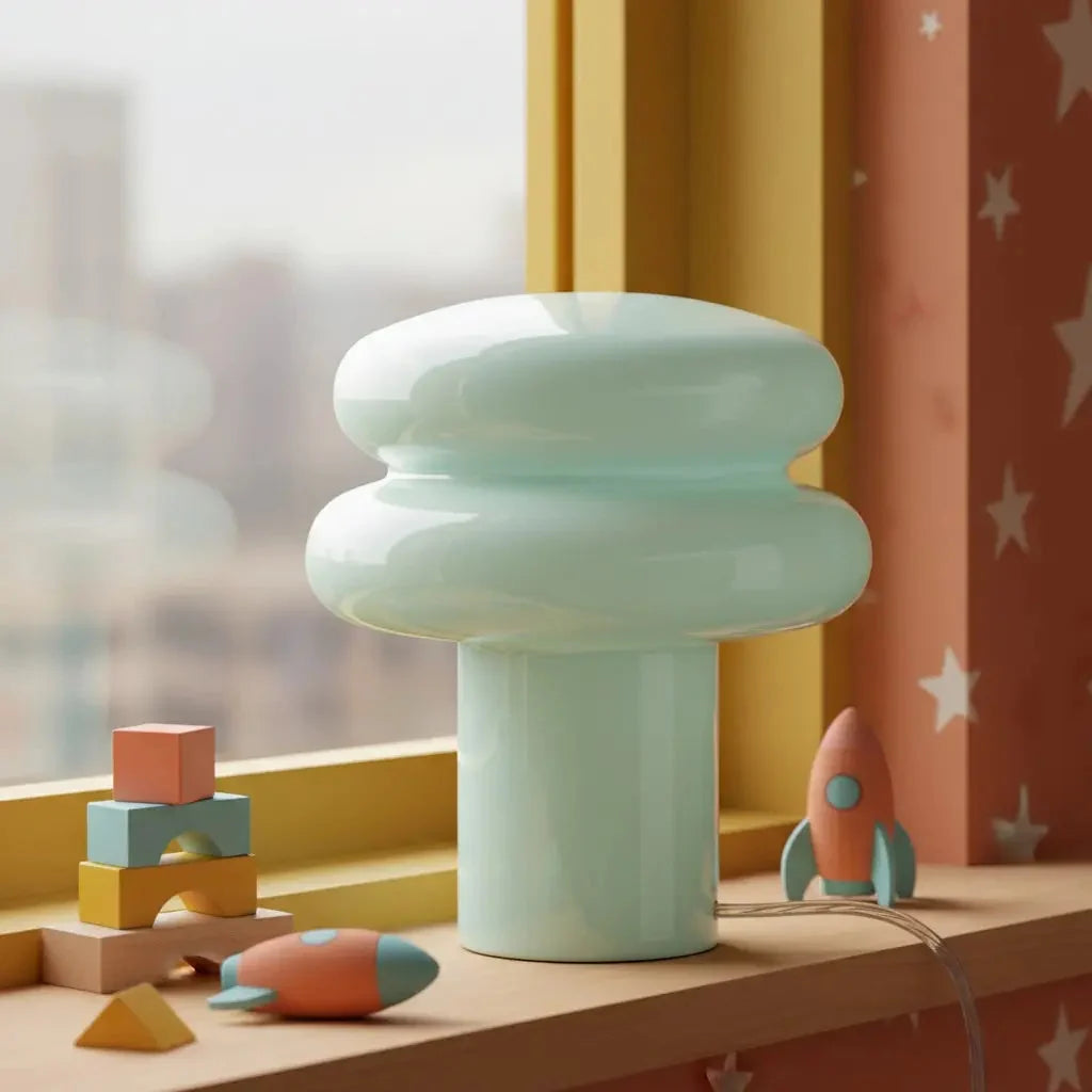Opal Glass Mushroom Table Lamp, Bauhaus Style, 10 Colours