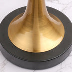 Retro Table Lamp with Woven Shade and Gold Trumpet Base