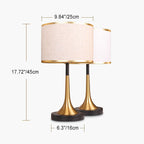 Retro Table Lamp with Woven Shade and Gold Trumpet Base