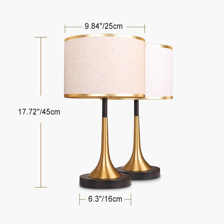 Retro Table Lamp with Woven Shade and Gold Trumpet Base