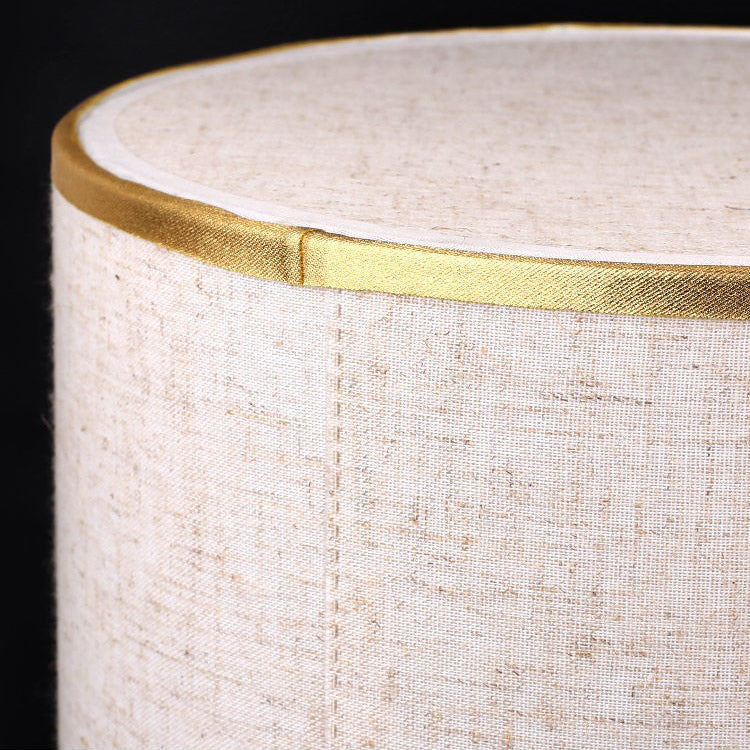 Retro Table Lamp with Woven Shade and Gold Trumpet Base