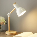 Scandi Table Lamp with Adjustable Arm and Wood Base