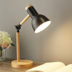 Scandi Table Lamp with Adjustable Arm and Wood Base