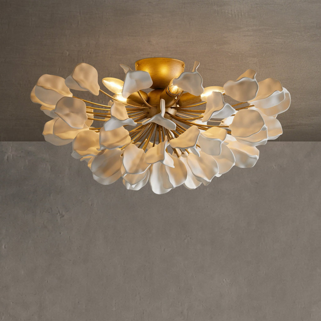 Ceramic Petal Flush Mount Ceiling Light, 61cm, Dimmable