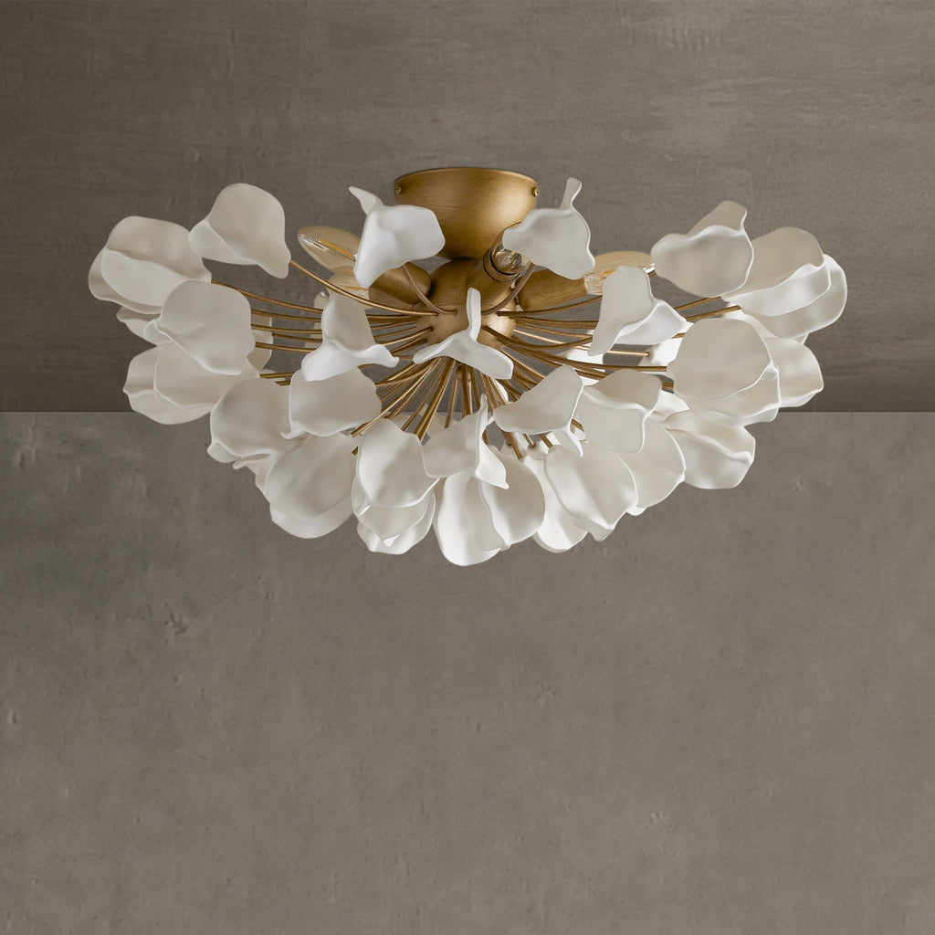 Ceramic Petal Flush Mount Ceiling Light, 61cm, Dimmable