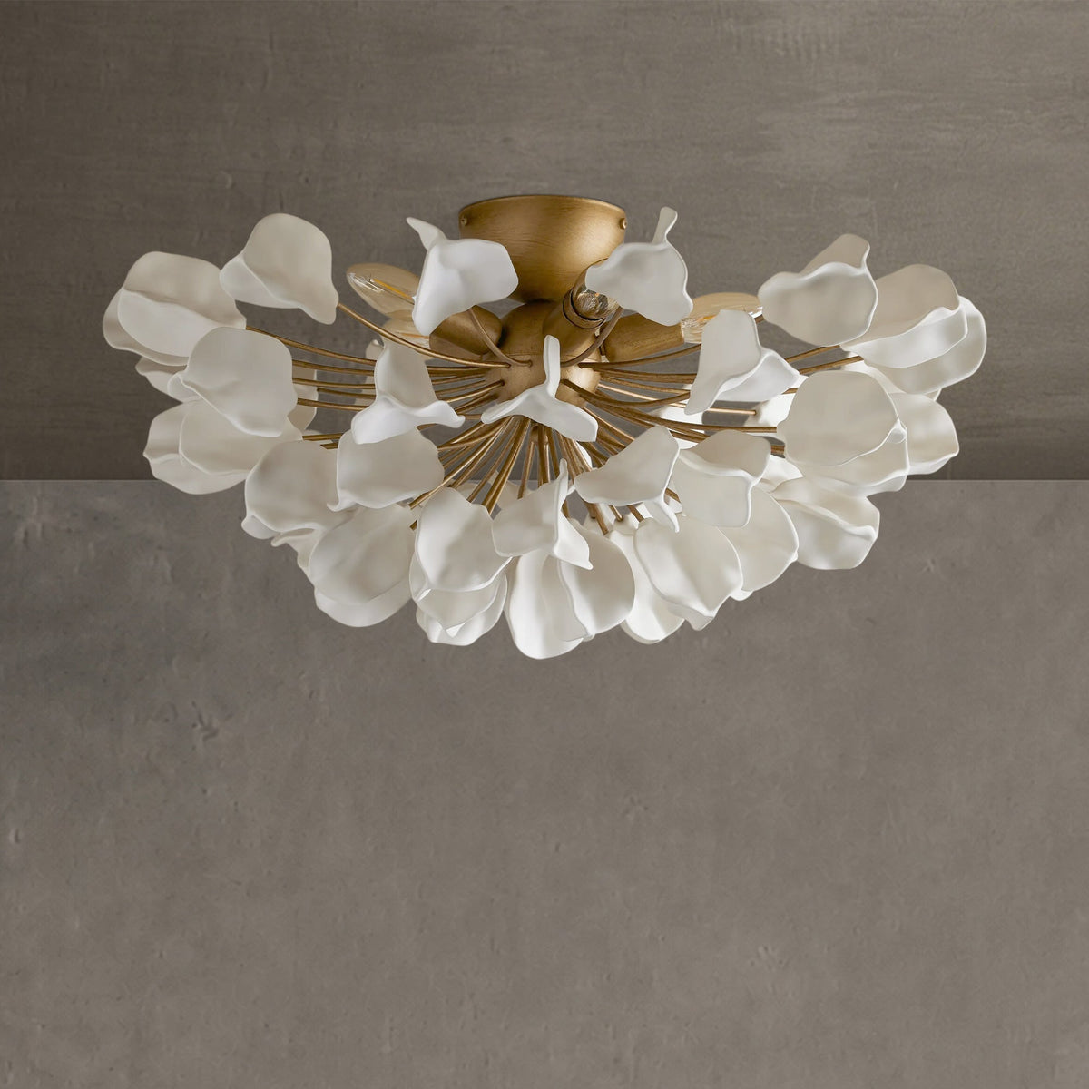 Ceramic Petal Flush Mount Ceiling Light, 61cm, Dimmable
