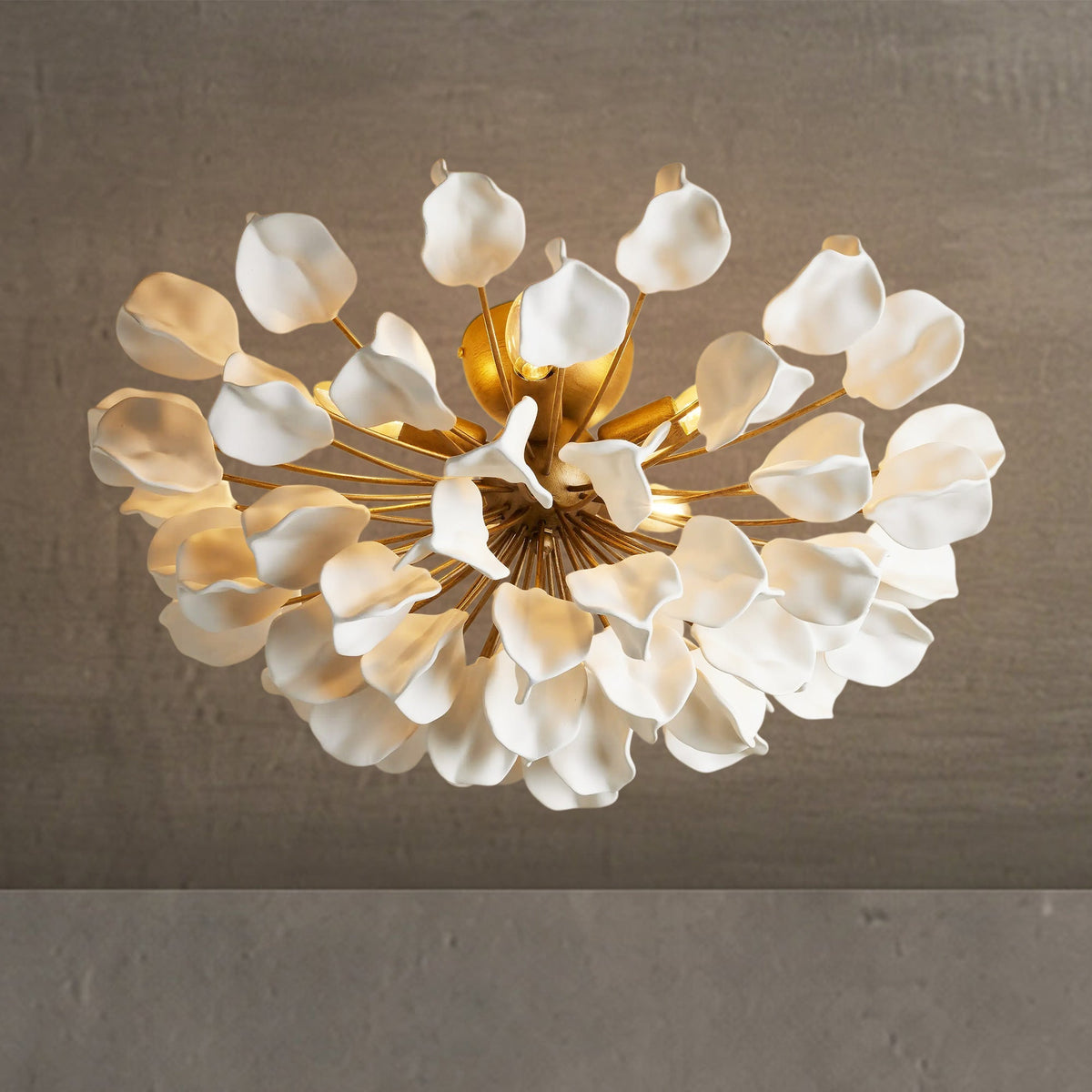 Ceramic Petal Flush Mount Ceiling Light, 61cm, Dimmable