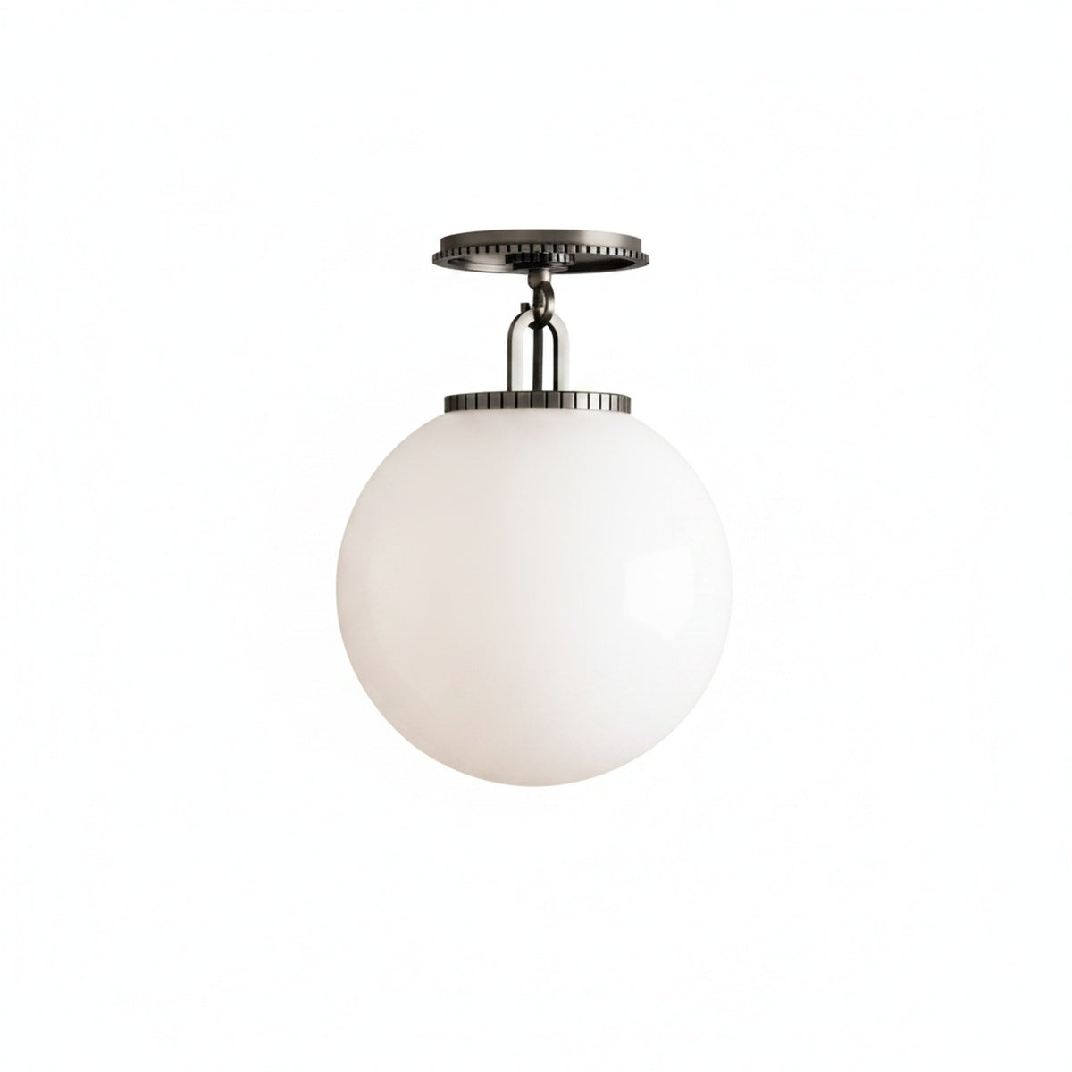 Art Deco Globe Flush Ceiling Light, Bronze or Brass Finish