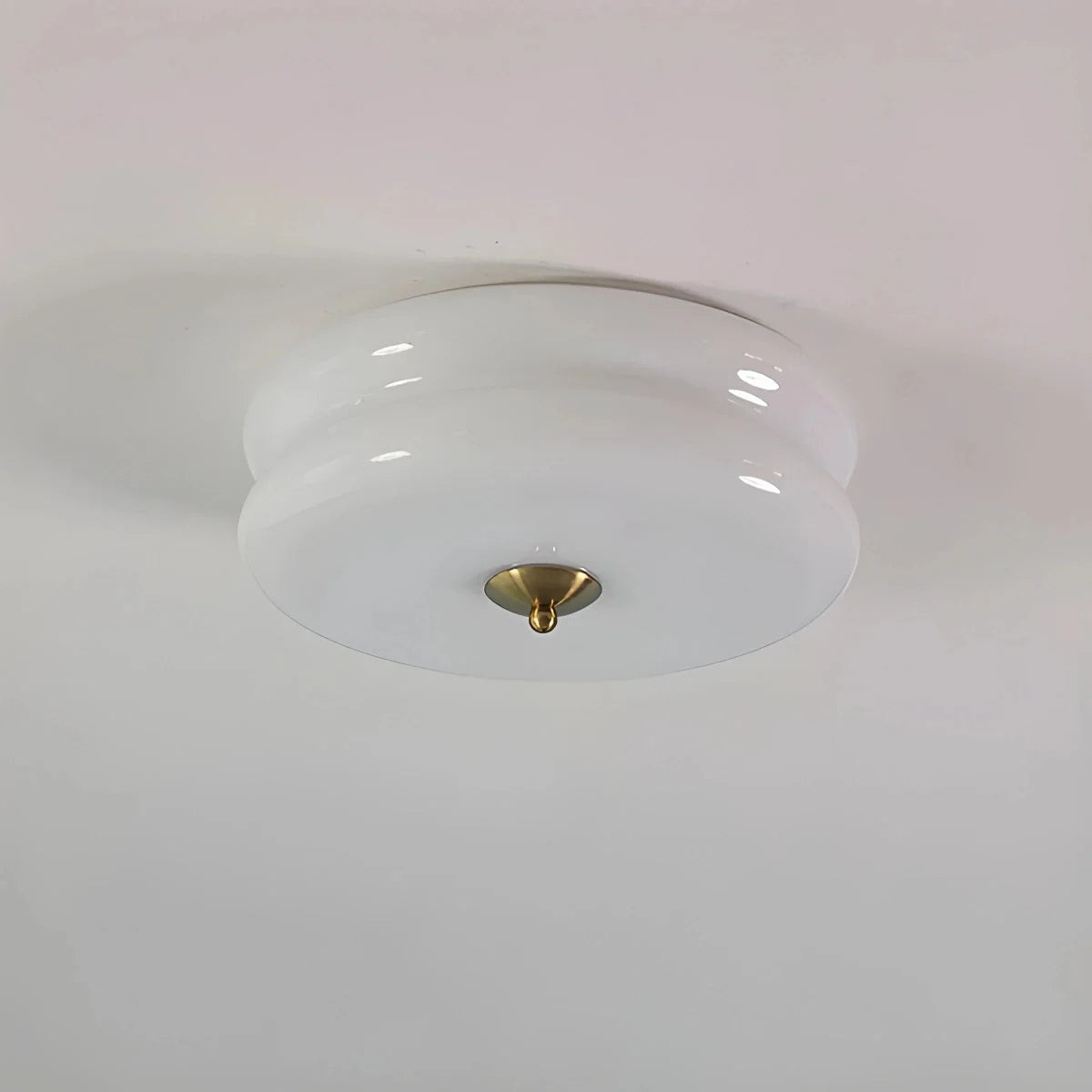 Art Deco Two-Tier Round Ceiling Light, Chrome or Gold