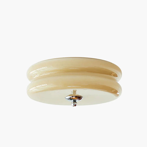 Art Deco Two-Tier Round Ceiling Light, Chrome or Gold