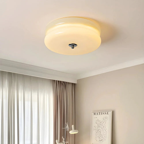 Art Deco Two-Tier Round Ceiling Light, Chrome or Gold