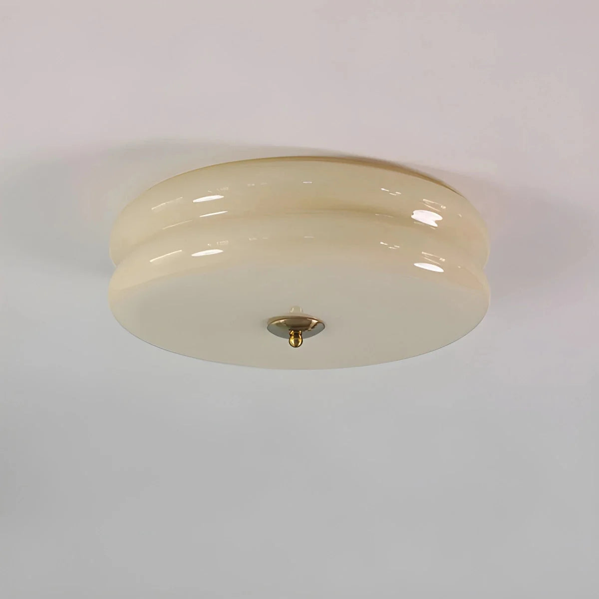 Art Deco Two-Tier Round Ceiling Light, Chrome or Gold