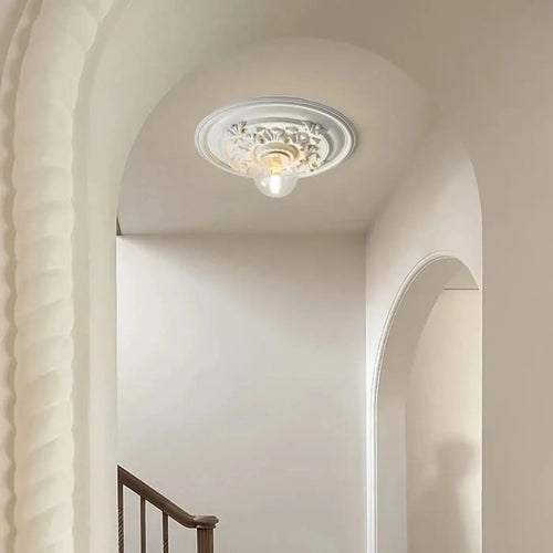 Art Deco Flush Ceiling Light with Decorative Ceiling Rose
