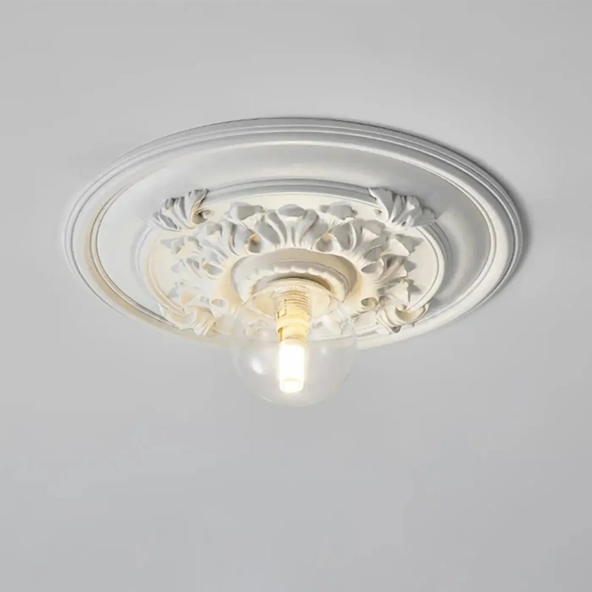 Art Deco Flush Ceiling Light with Decorative Ceiling Rose