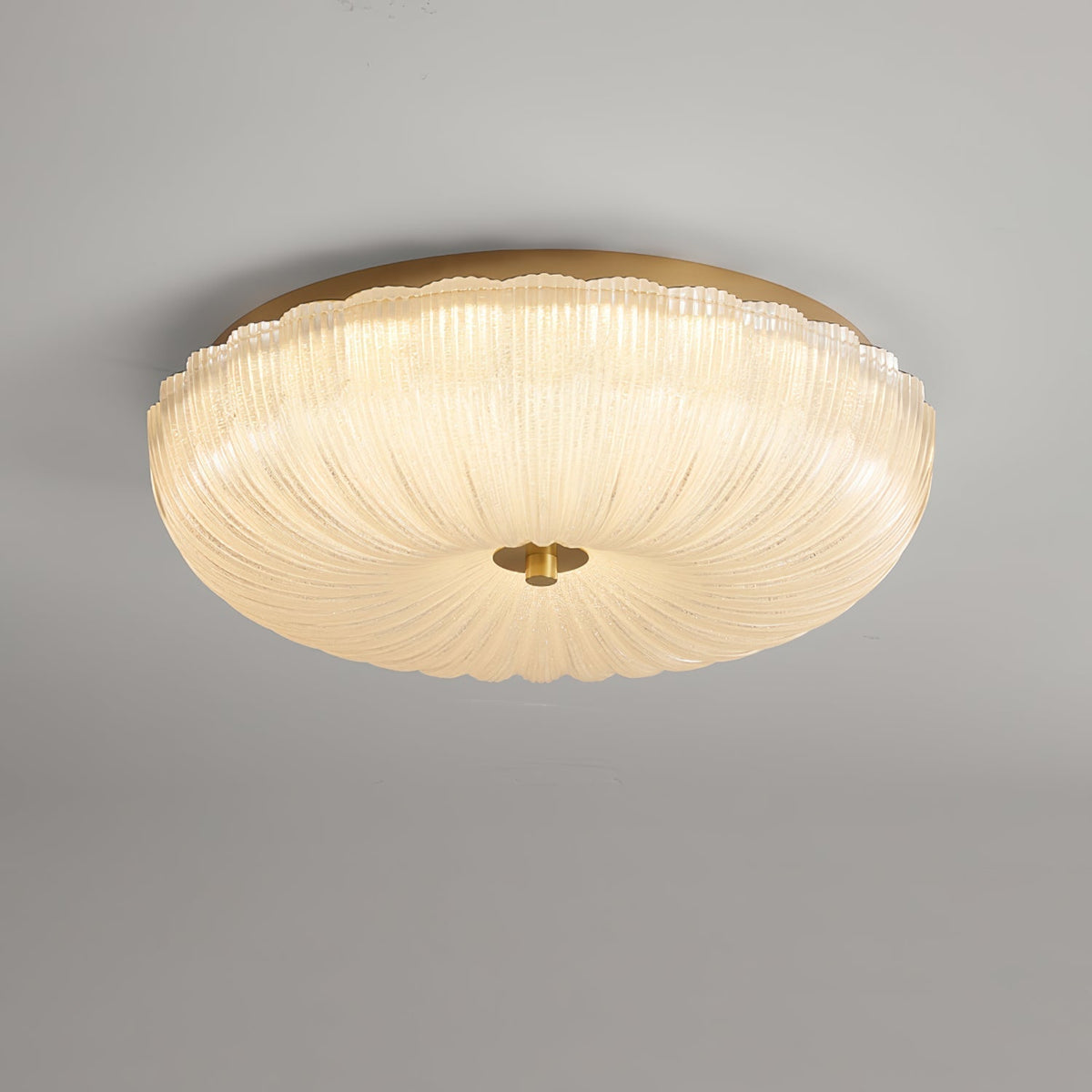 Art Deco Ribbed Glass Flush Ceiling Light, 20 to 50 cm