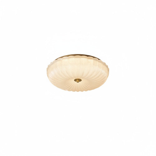 Art Deco Ribbed Glass Flush Ceiling Light, 20 to 50 cm