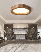 Boho Wood-Effect Oval Ceiling Light, 3 Sizes