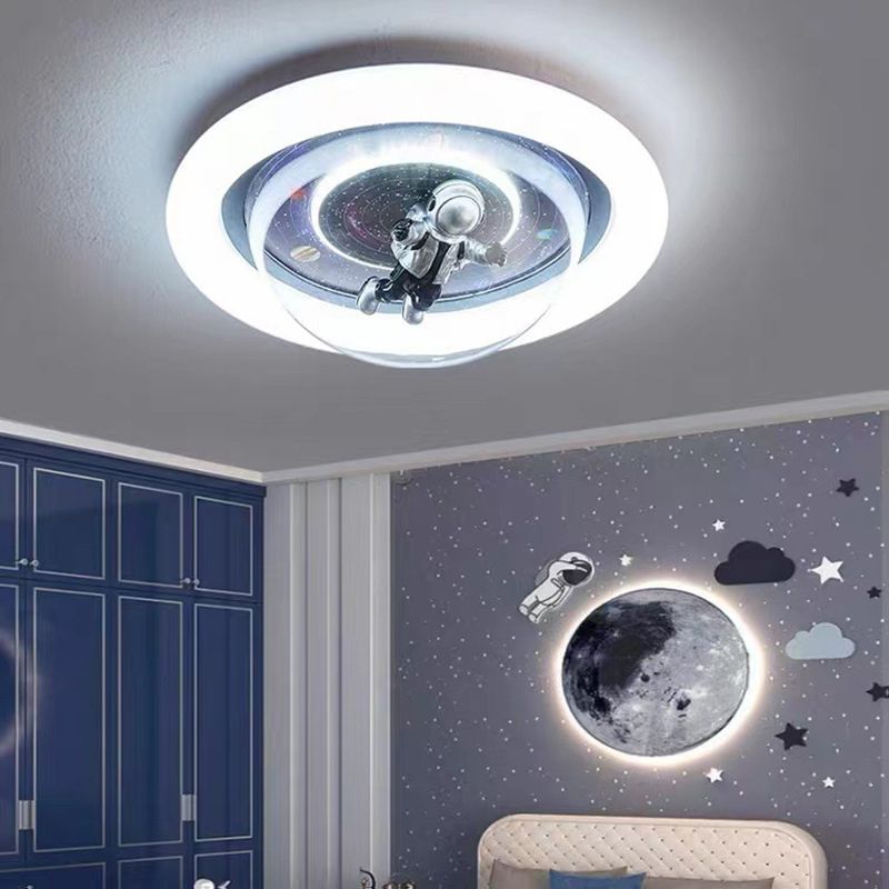 Kids Astronaut Ceiling Light with Solar System Print, LED
