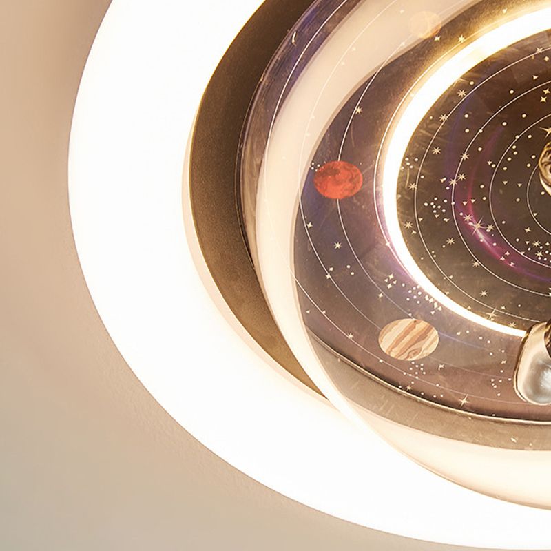 Kids Astronaut Ceiling Light with Solar System Print, LED