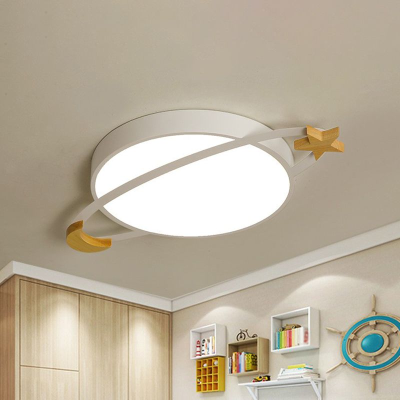 Kids Ceiling Light with Wooden Moon and Star Decorations