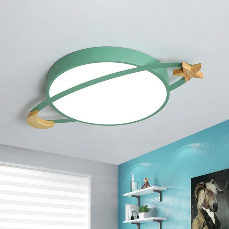 Kids Ceiling Light with Wooden Moon and Star Decorations