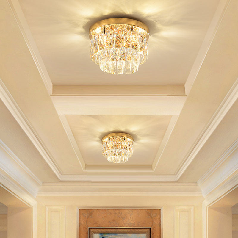 Glamour Two-Tier Crystal Flush Ceiling Light, 3 to 7 Lights