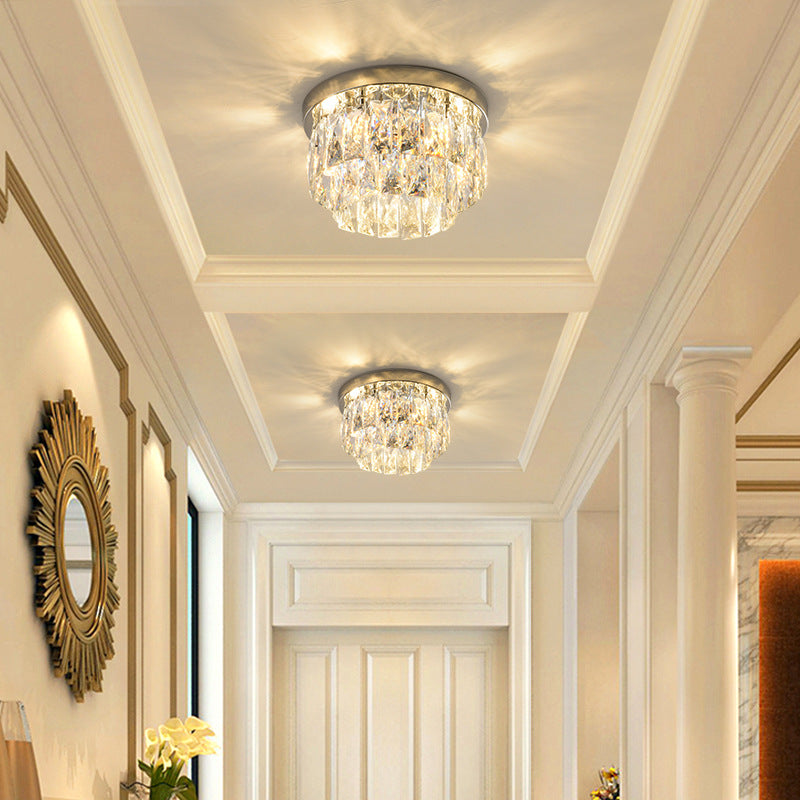 Glamour Two-Tier Crystal Flush Ceiling Light, 3 to 7 Lights