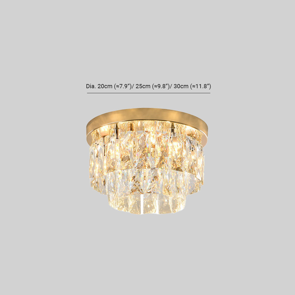 Glamour Two-Tier Crystal Flush Ceiling Light, 3 to 7 Lights