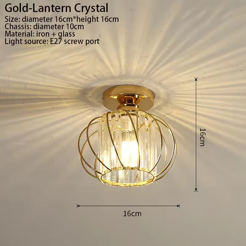 Glamour Crystal Globe Cage Ceiling Light, Black or Gold