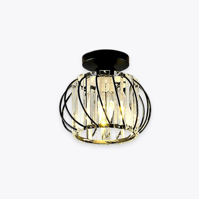 Glamour Crystal Globe Cage Ceiling Light, Black or Gold
