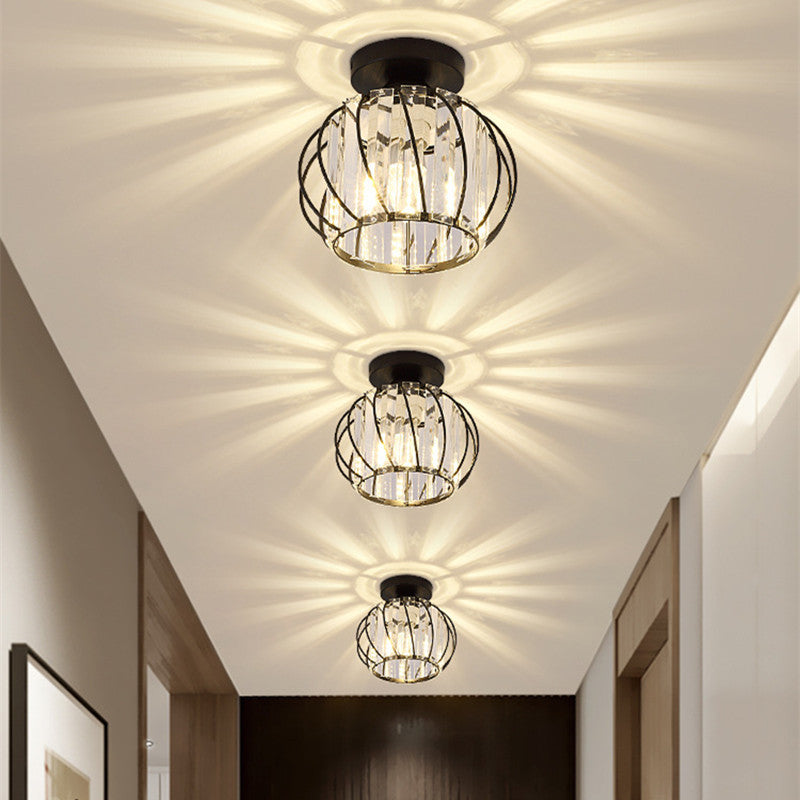 Glamour Crystal Globe Cage Ceiling Light, Black or Gold