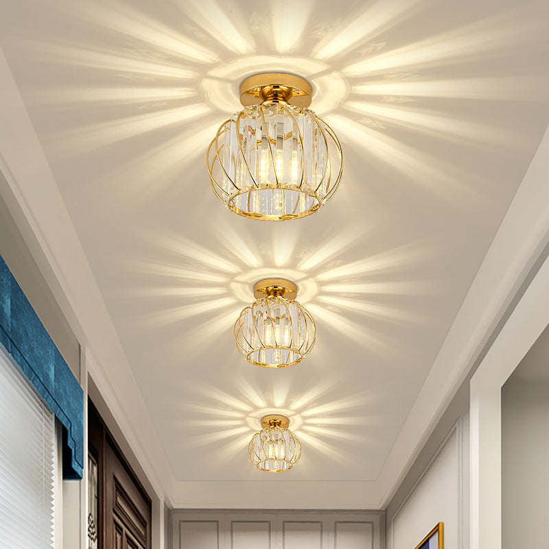 Glamour Crystal Globe Cage Ceiling Light, Black or Gold