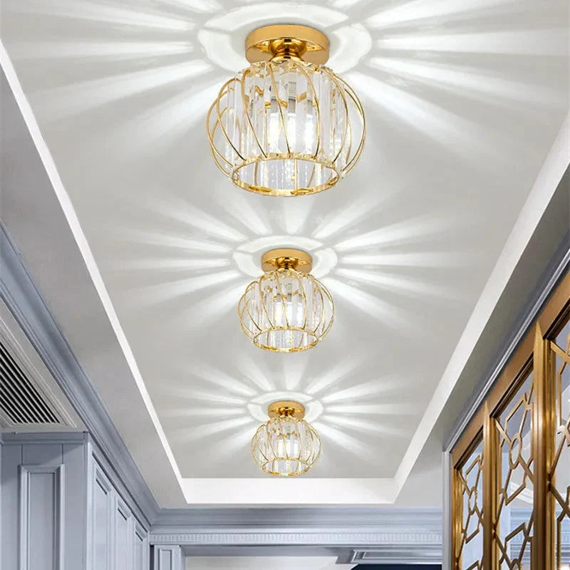 Glamour Crystal Globe Cage Ceiling Light, Black or Gold