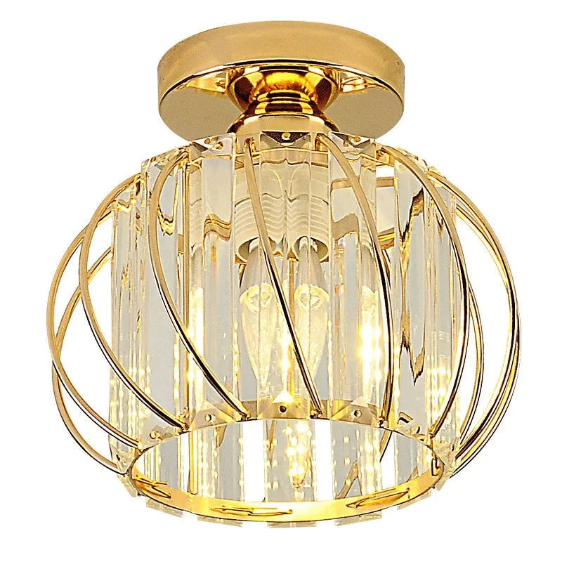 Glamour Crystal Globe Cage Ceiling Light, Black or Gold