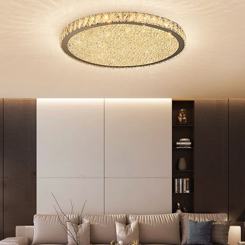 Glamour Crystal Flush Ceiling Light in Clear or Amber, 22 to 80 cm
