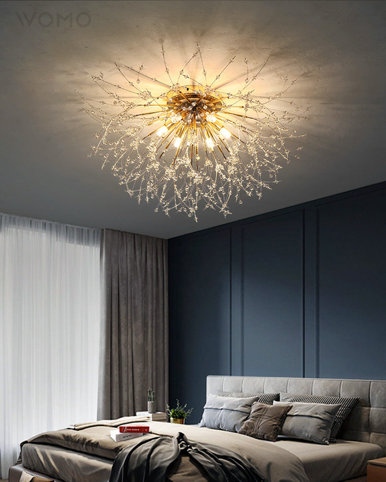 Glamour Dandelion Crystal Flush Ceiling Light, 40 to 70 cm