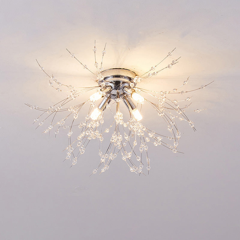 Glamour Dandelion Crystal Flush Ceiling Light, 40 to 70 cm
